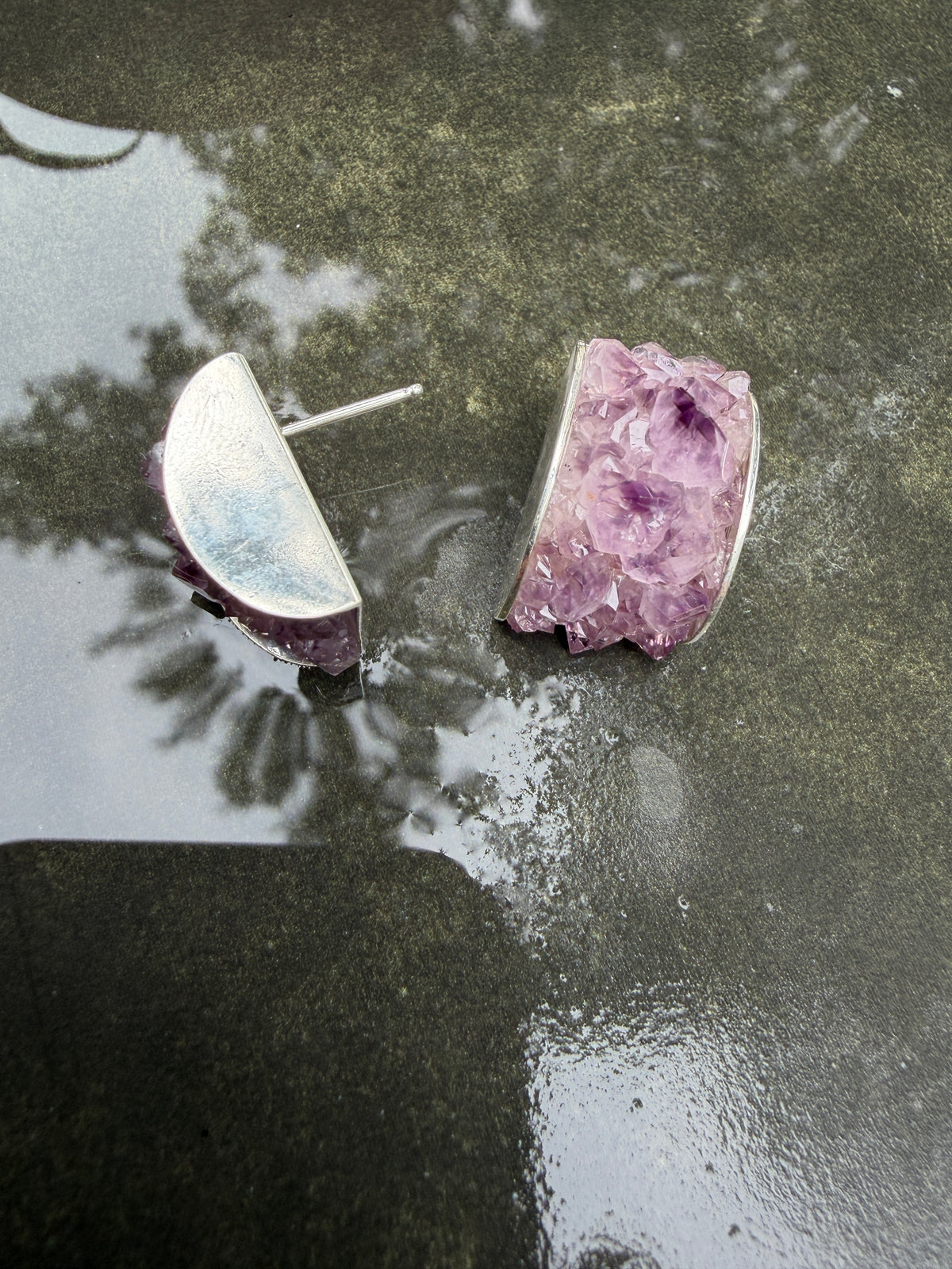 Cactus Amethyst cluster stud