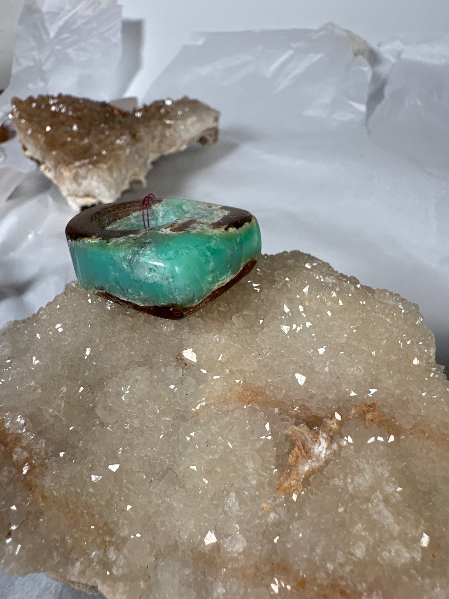 Chrysoprase with mother ring