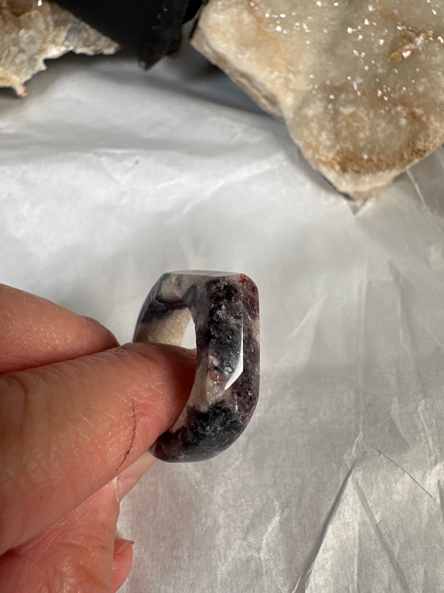 Blanket jasper facet ring