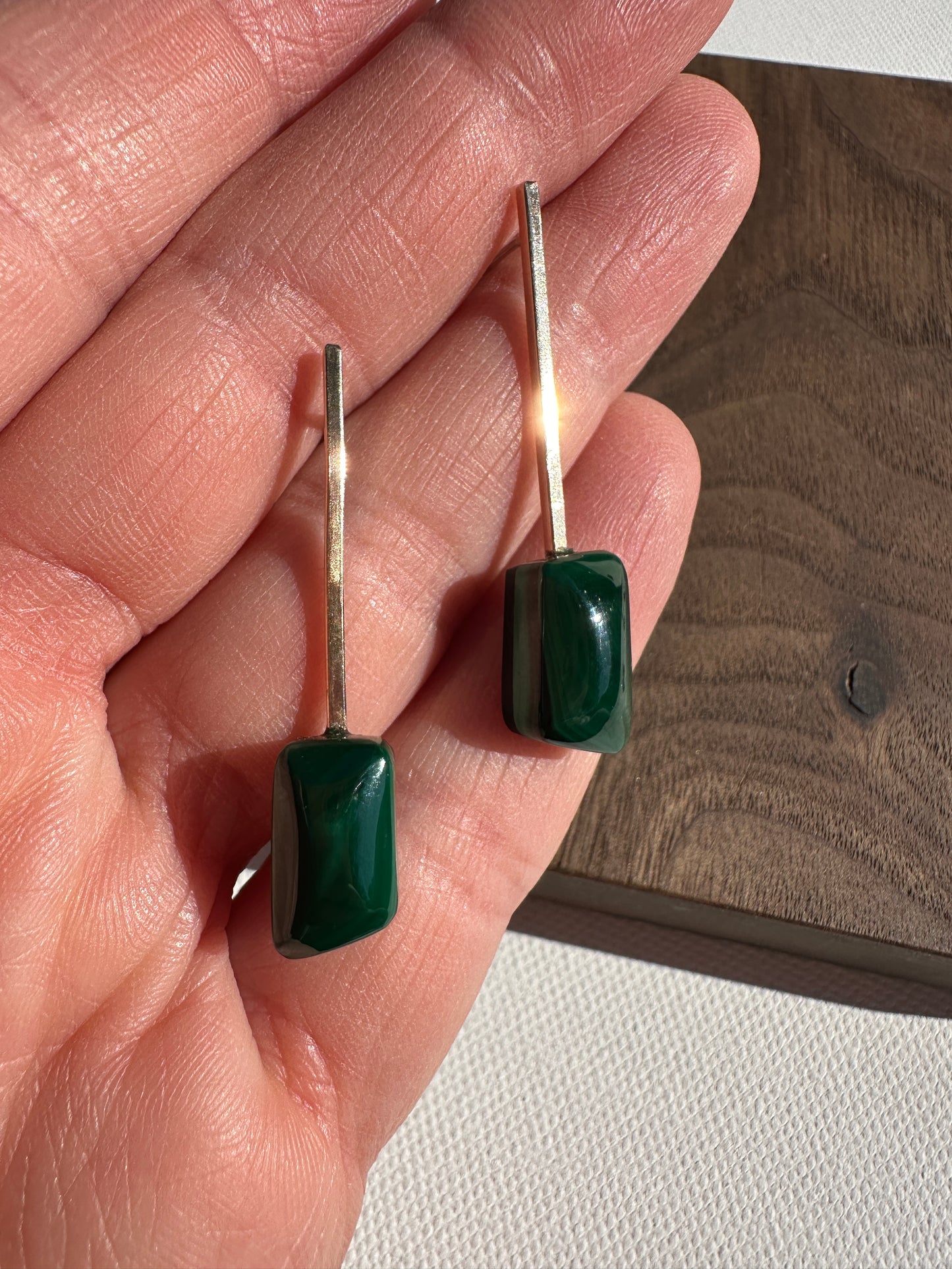Malachite drop stud - mini