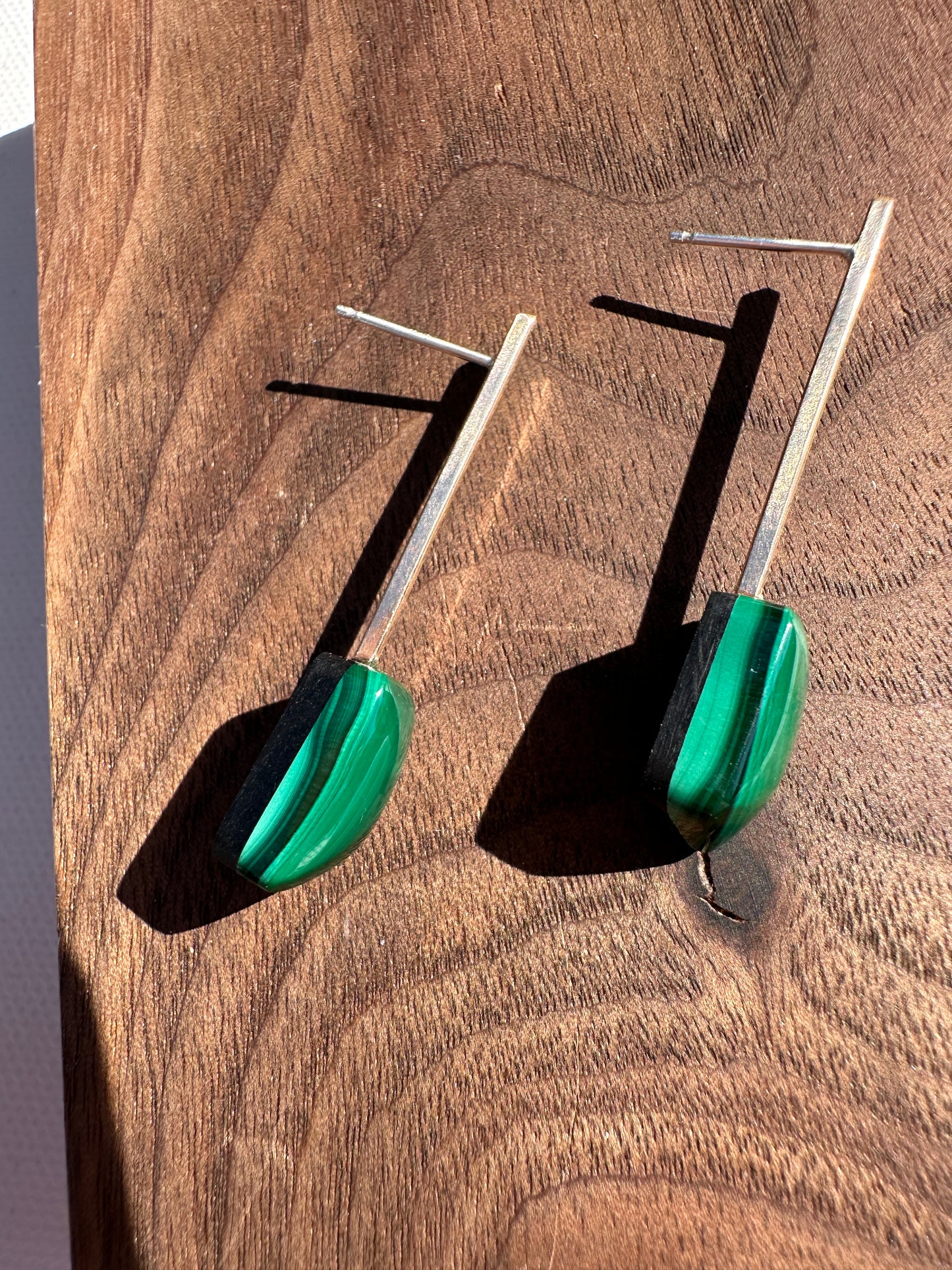 Malachite drop stud - mini