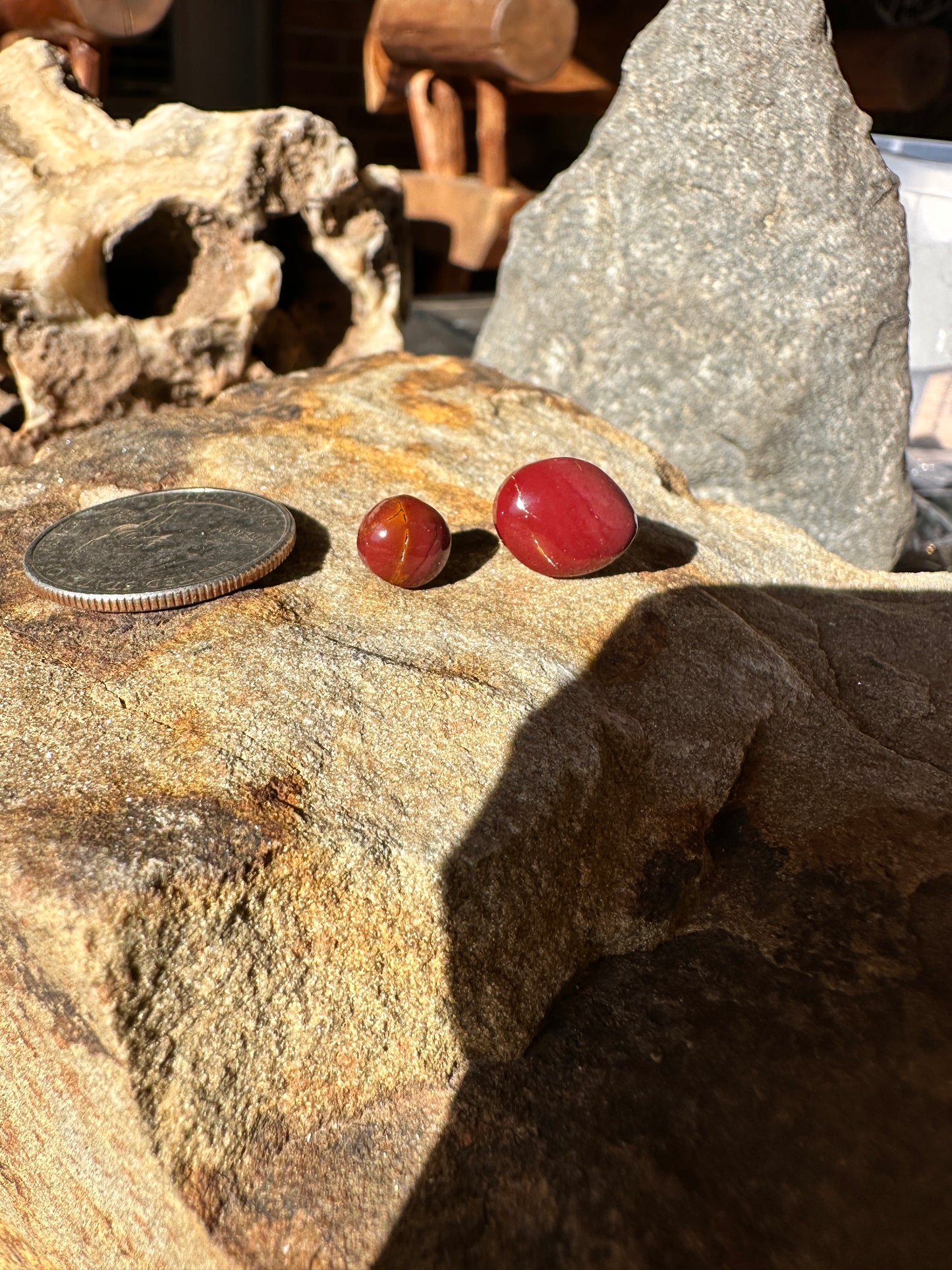 Mookaite asymmetrical studs