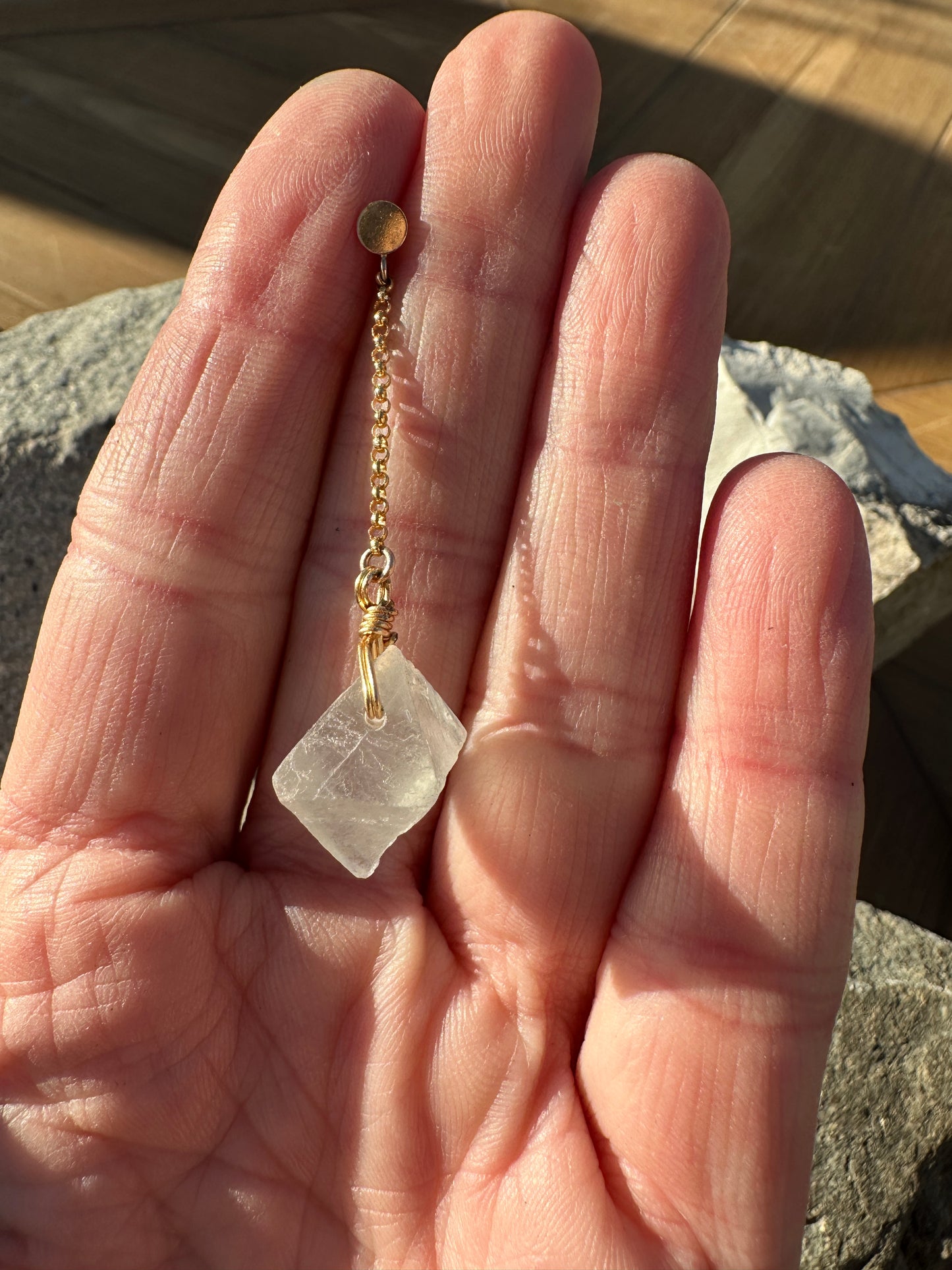 Fluorite point earring - single
