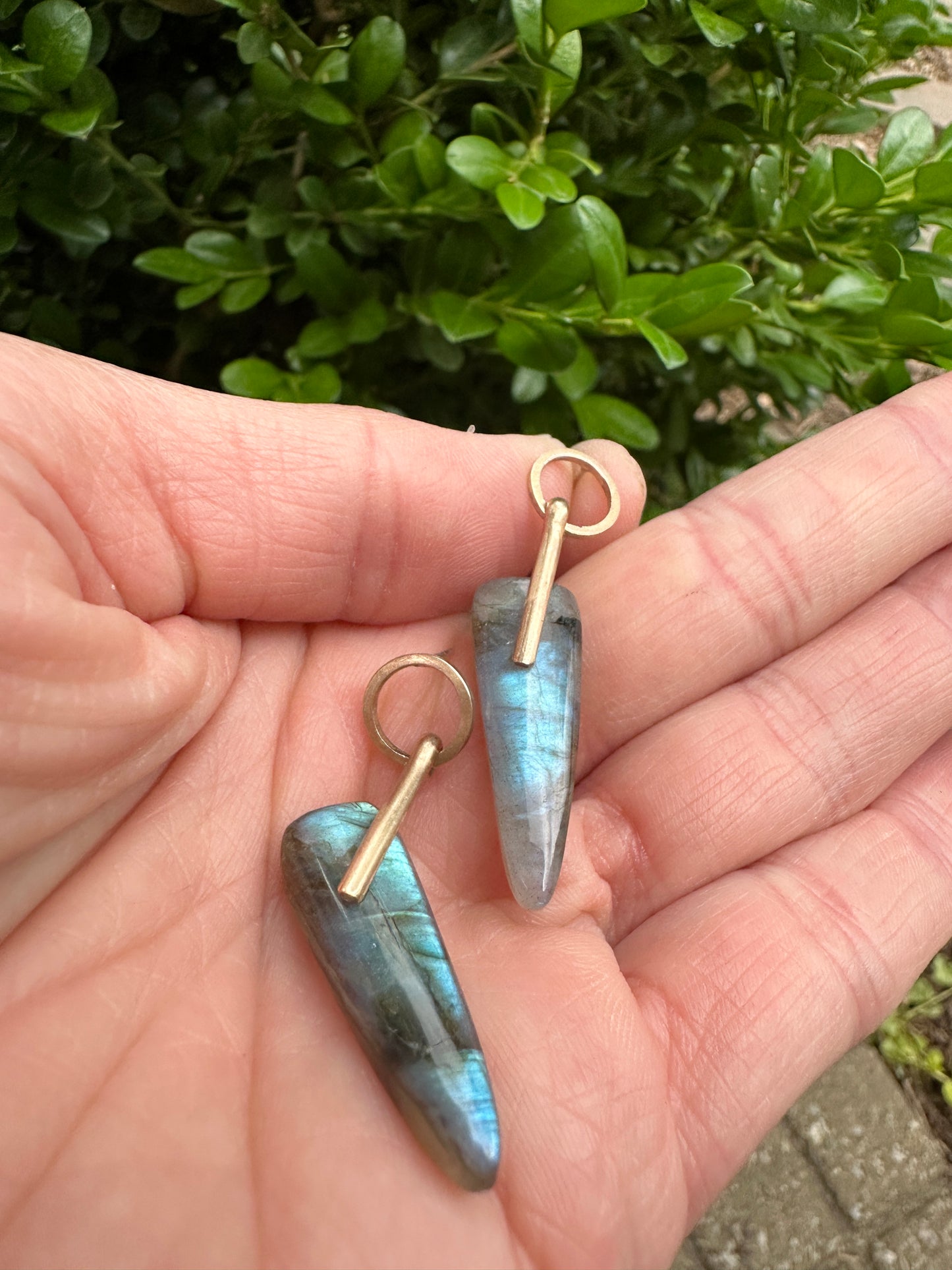 Labradorite - Spear drop stud