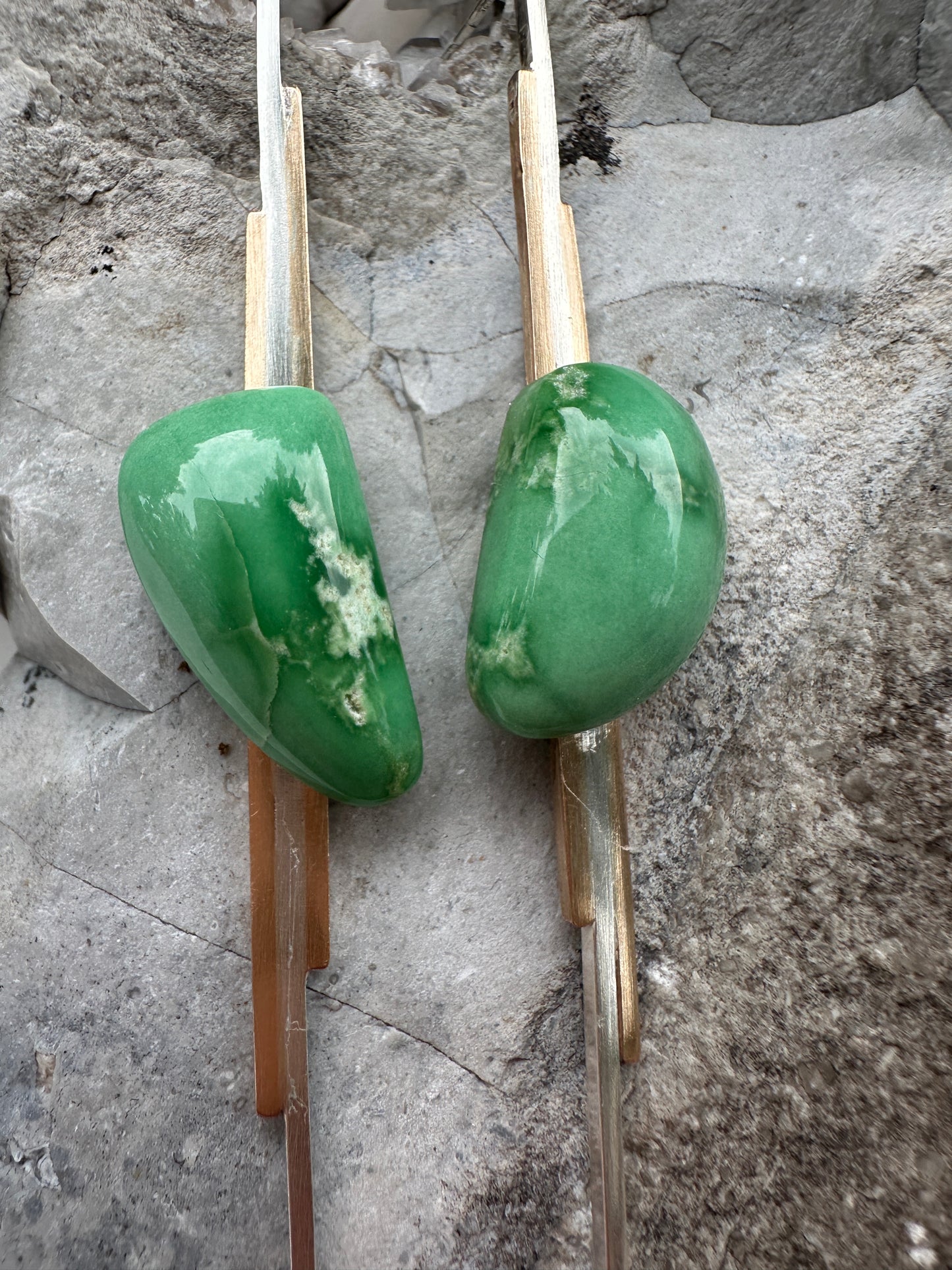 Variscite - mixed metal drop stud