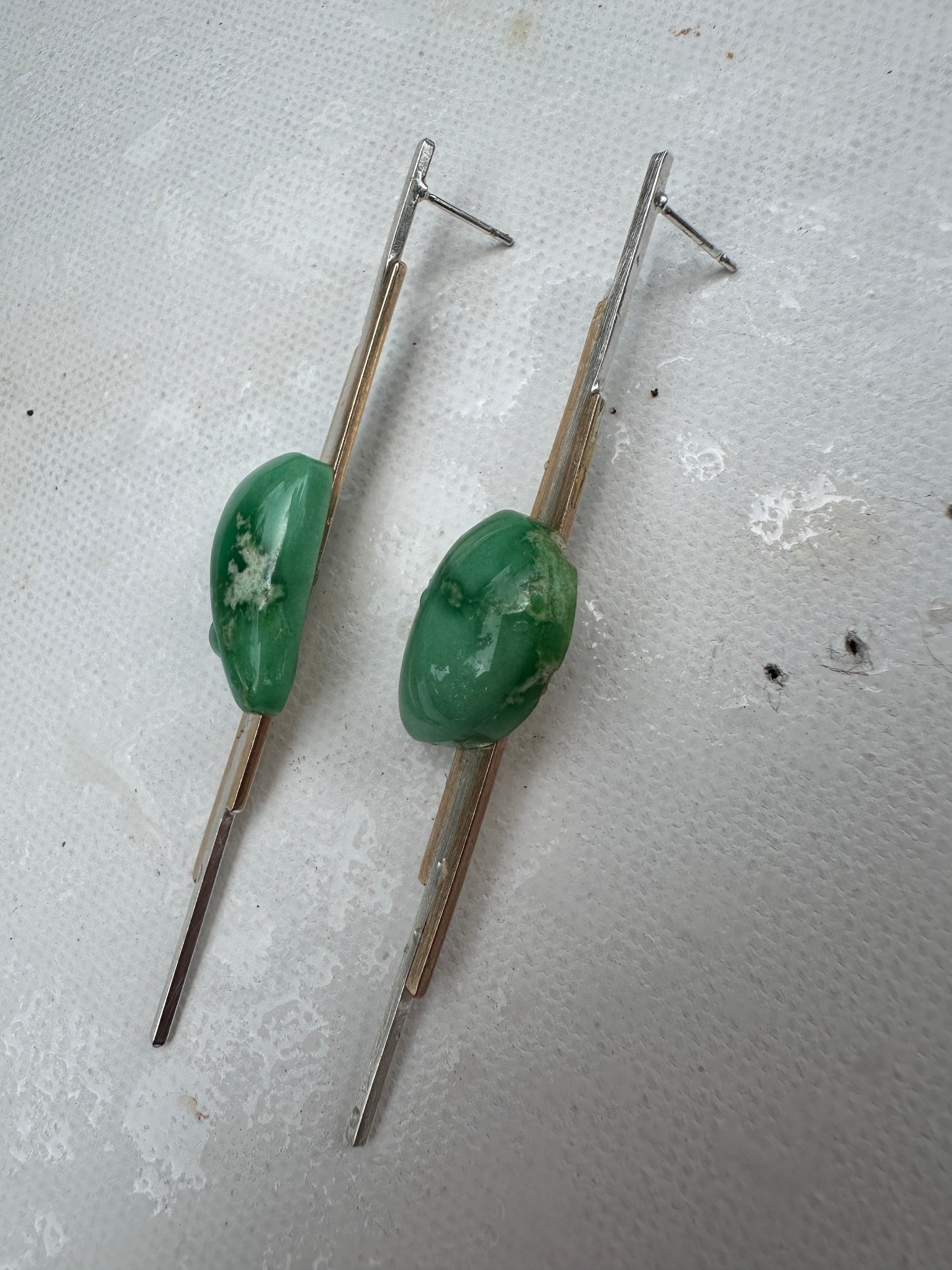 Variscite - mixed metal drop stud