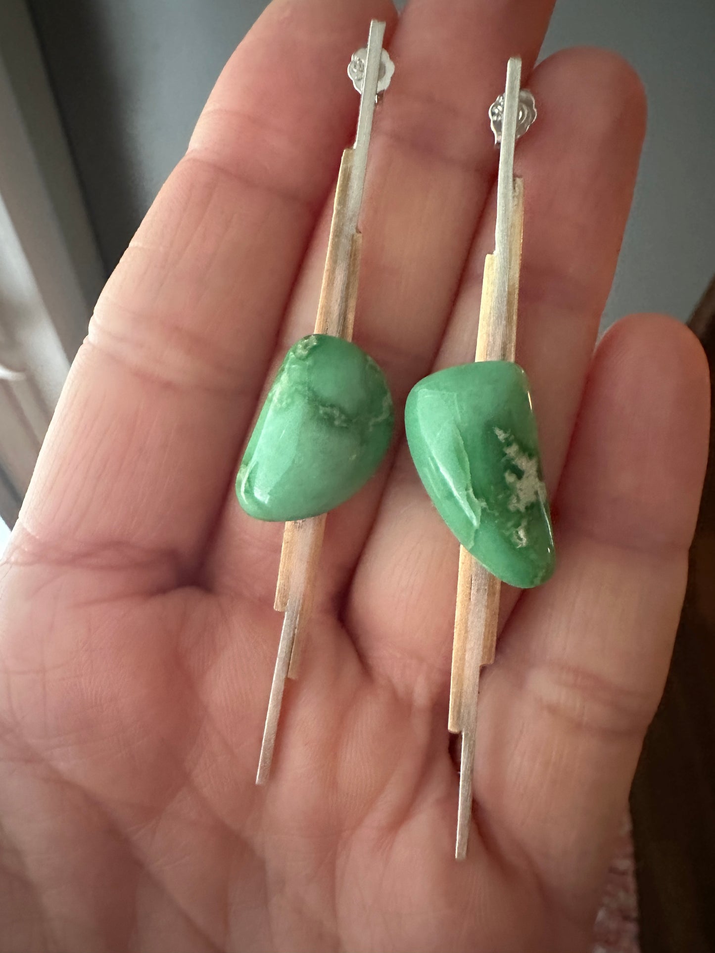 Variscite - mixed metal drop stud