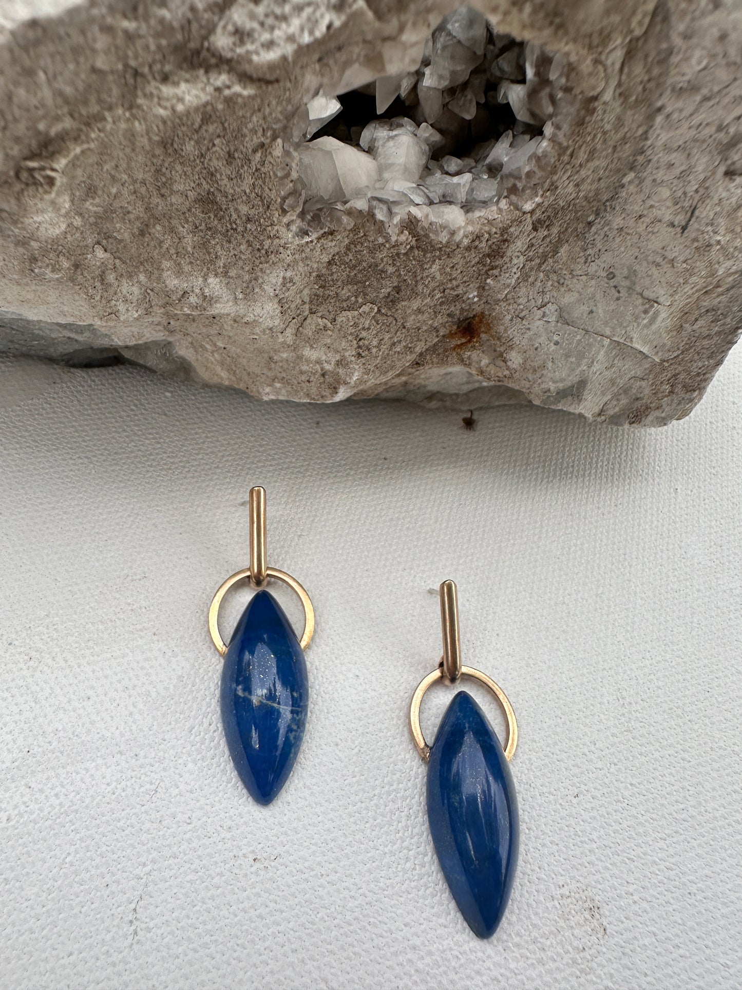 Lapis - halo drop stud