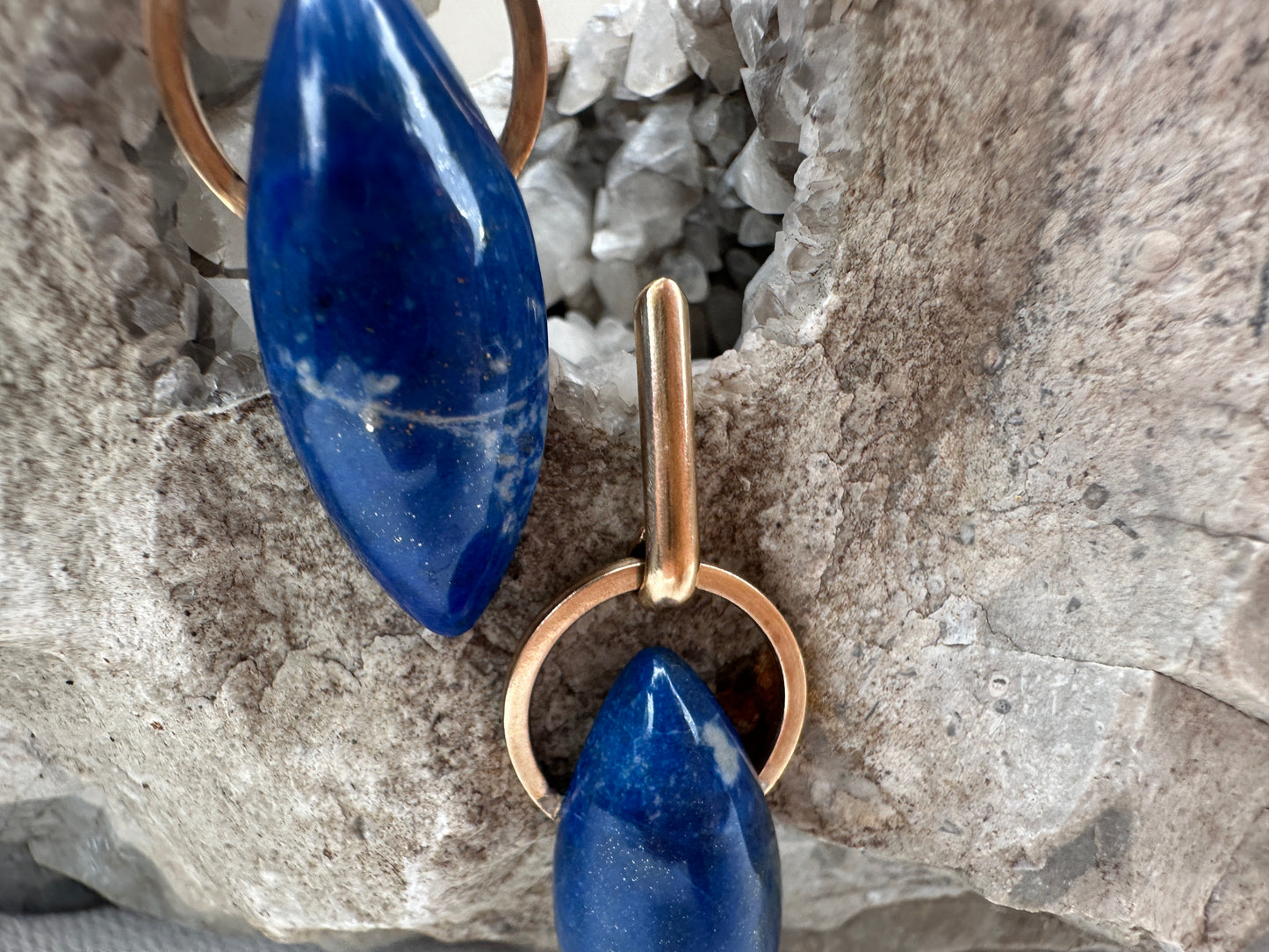 Lapis - halo drop stud