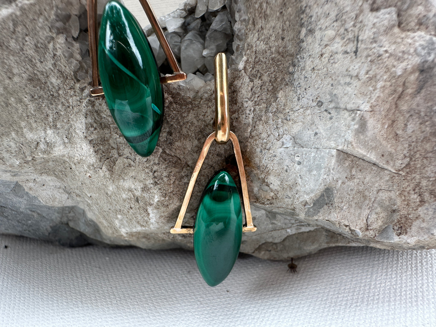 Malachite - triangle drop stud