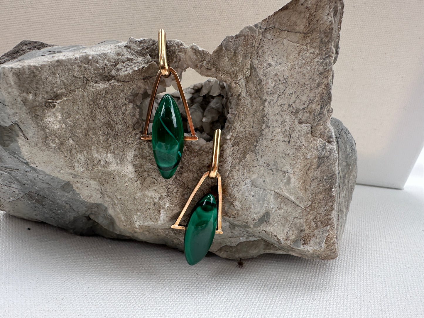 Malachite - triangle drop stud