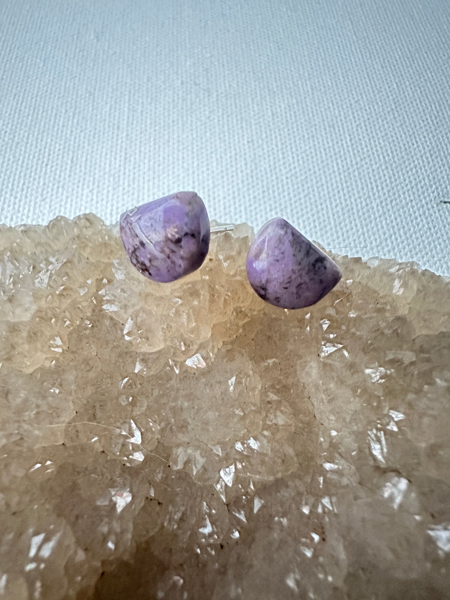 Purple Jade - half moon studs