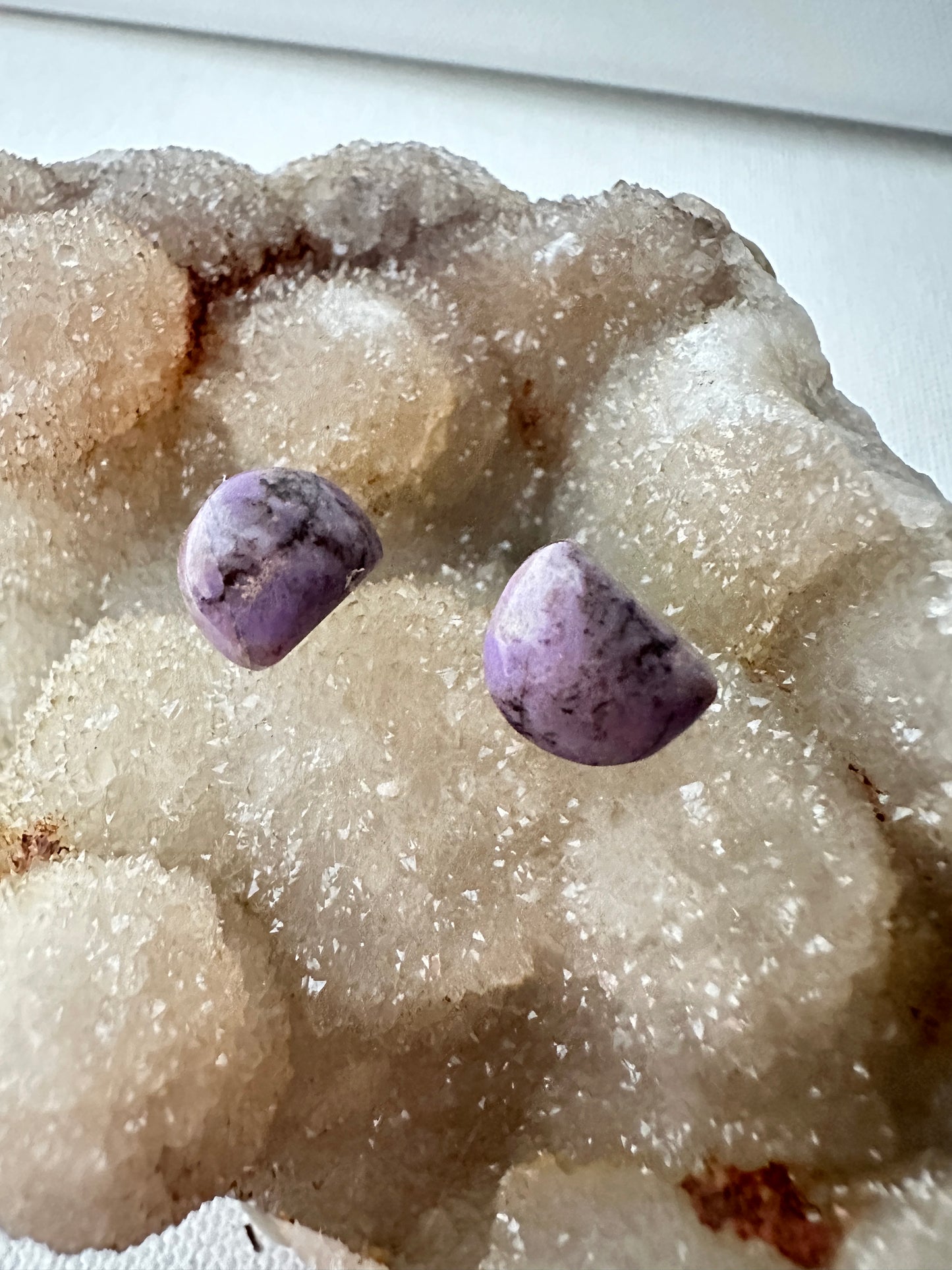 Purple Jade - half moon studs