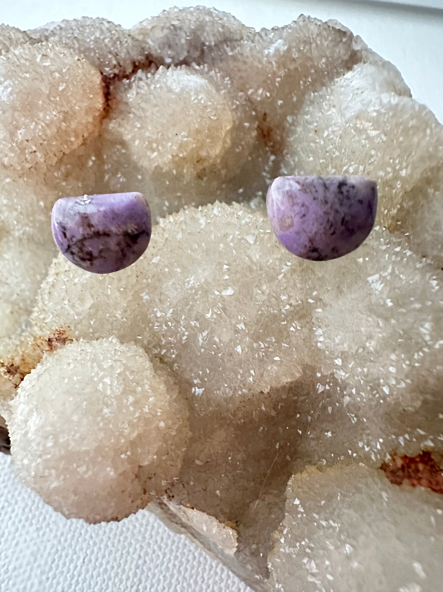 Purple Jade - half moon studs