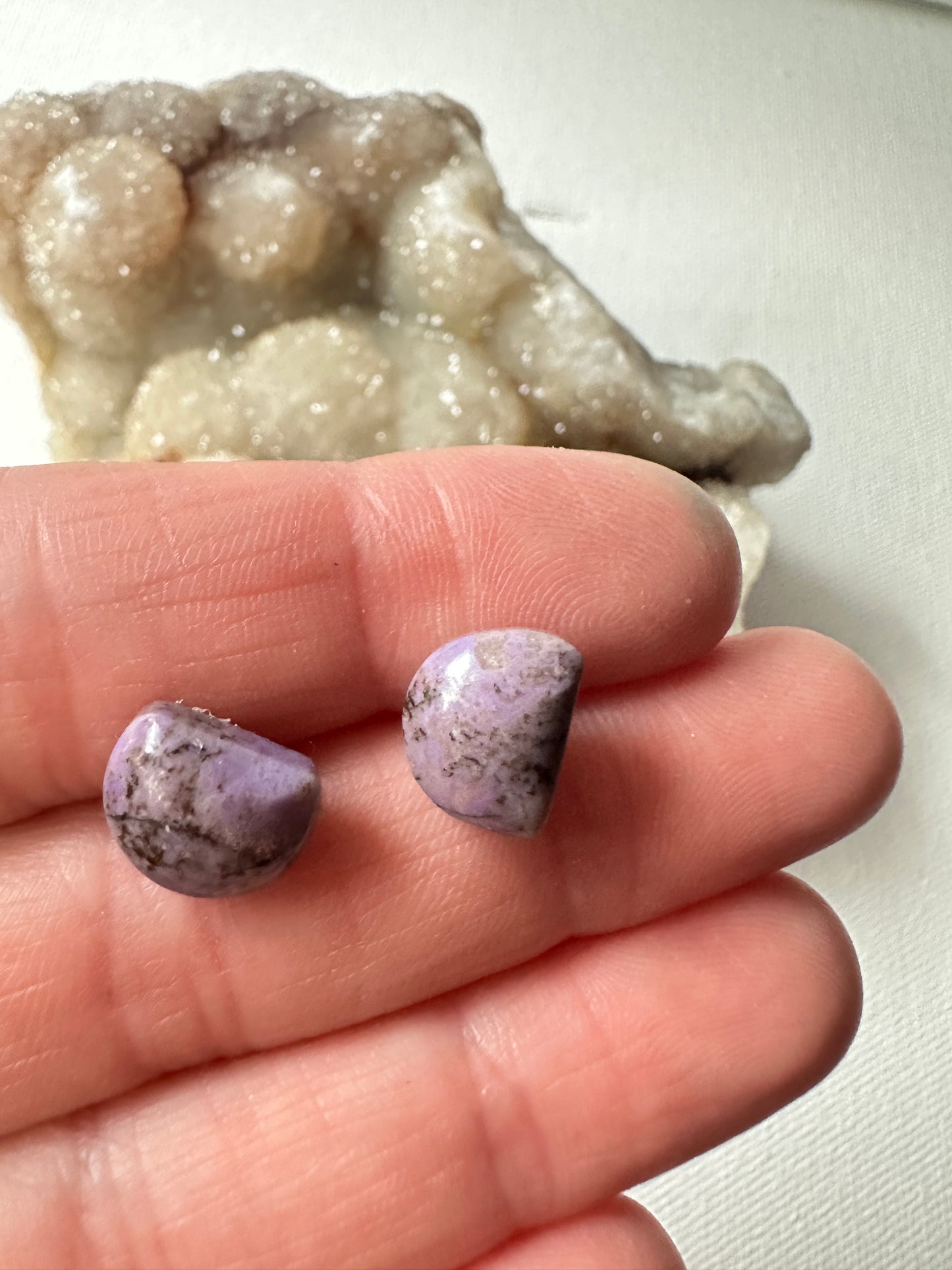 Purple Jade - half moon studs