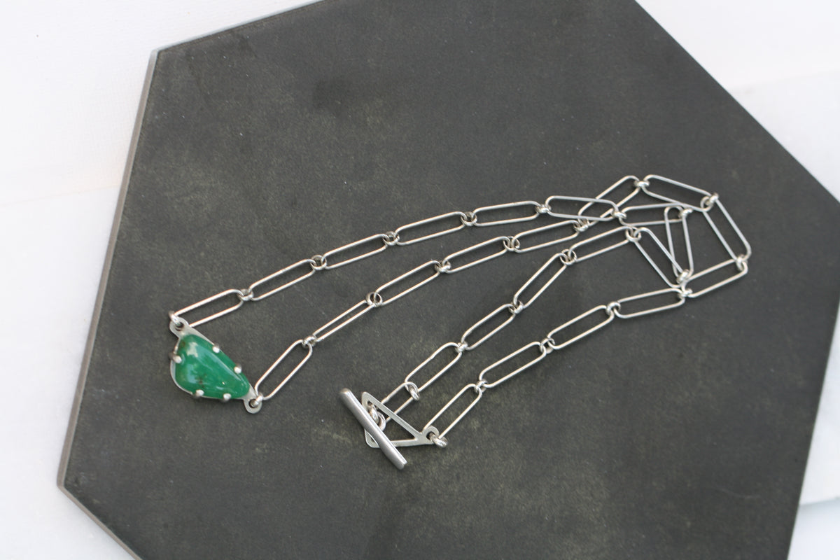 Chrysoprase paperclip chain