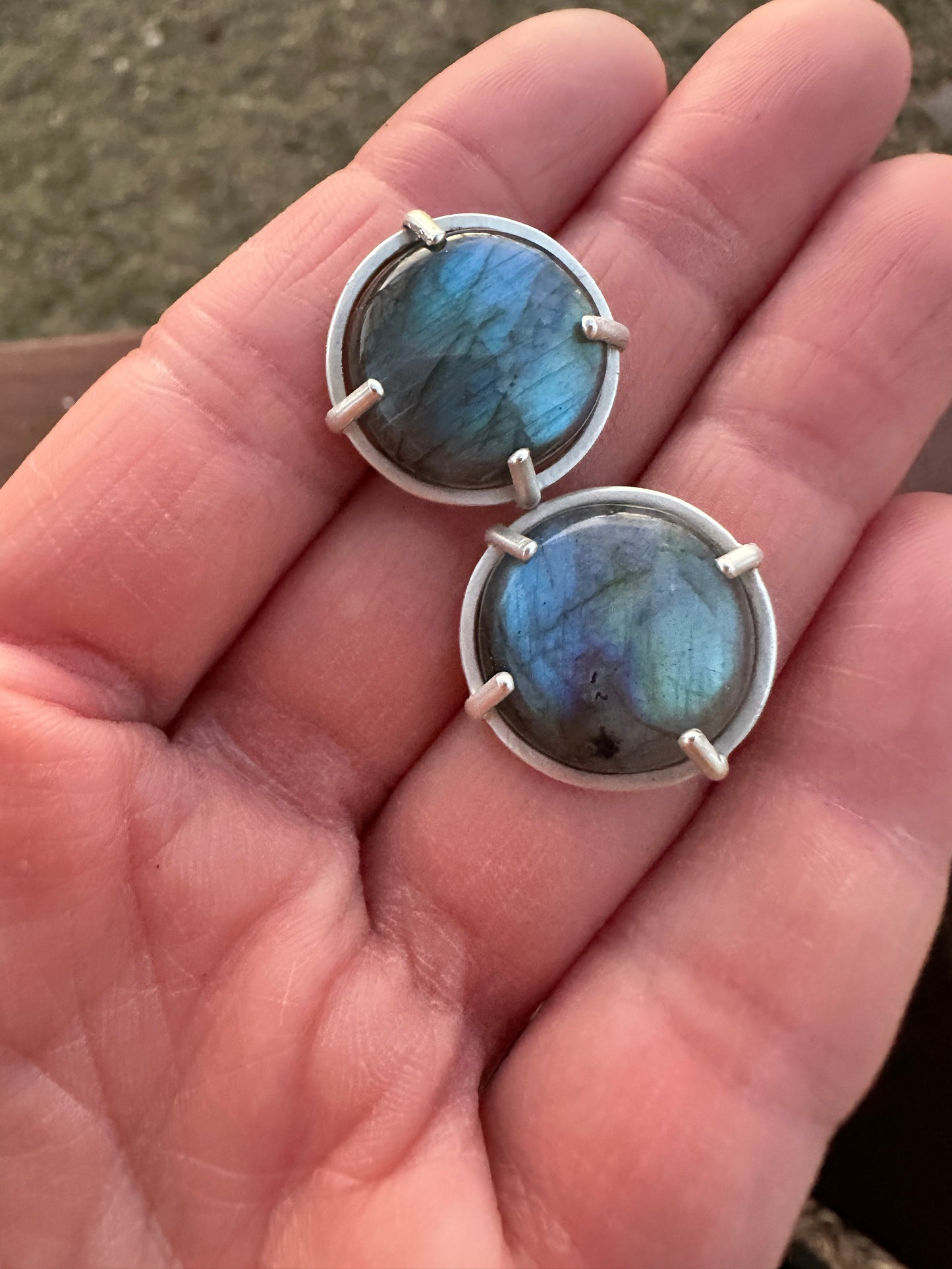 Labradorite porthole studs