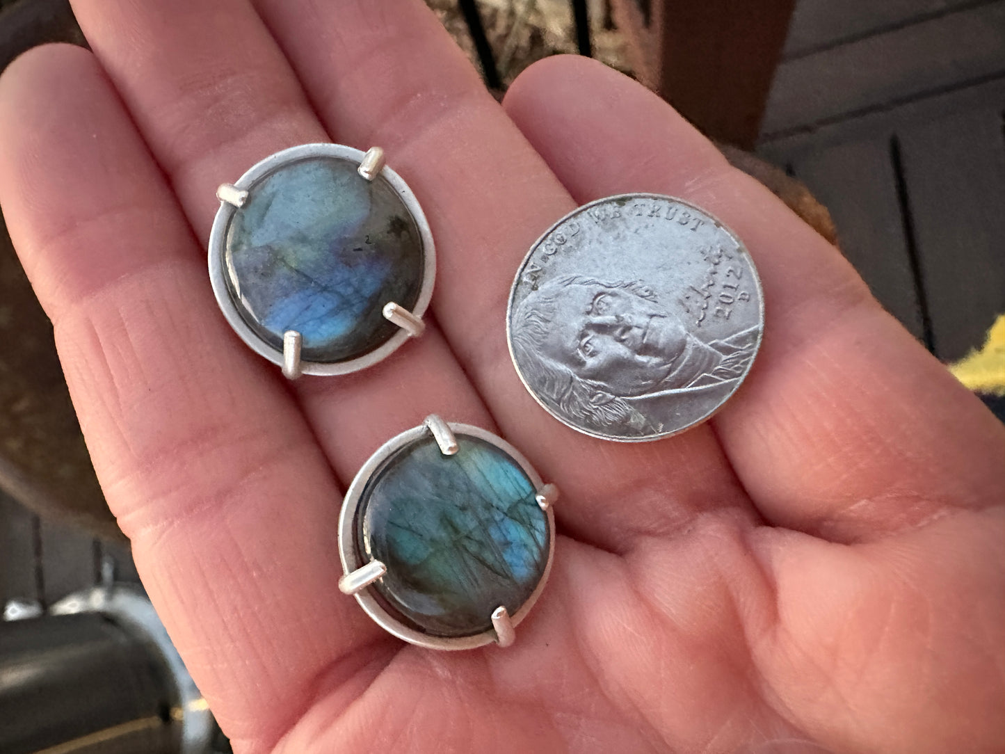 Labradorite porthole studs
