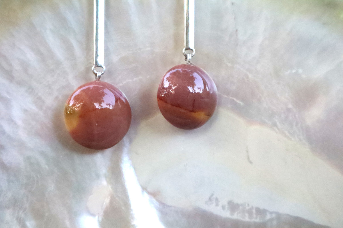 Mookaite dots - silver bar