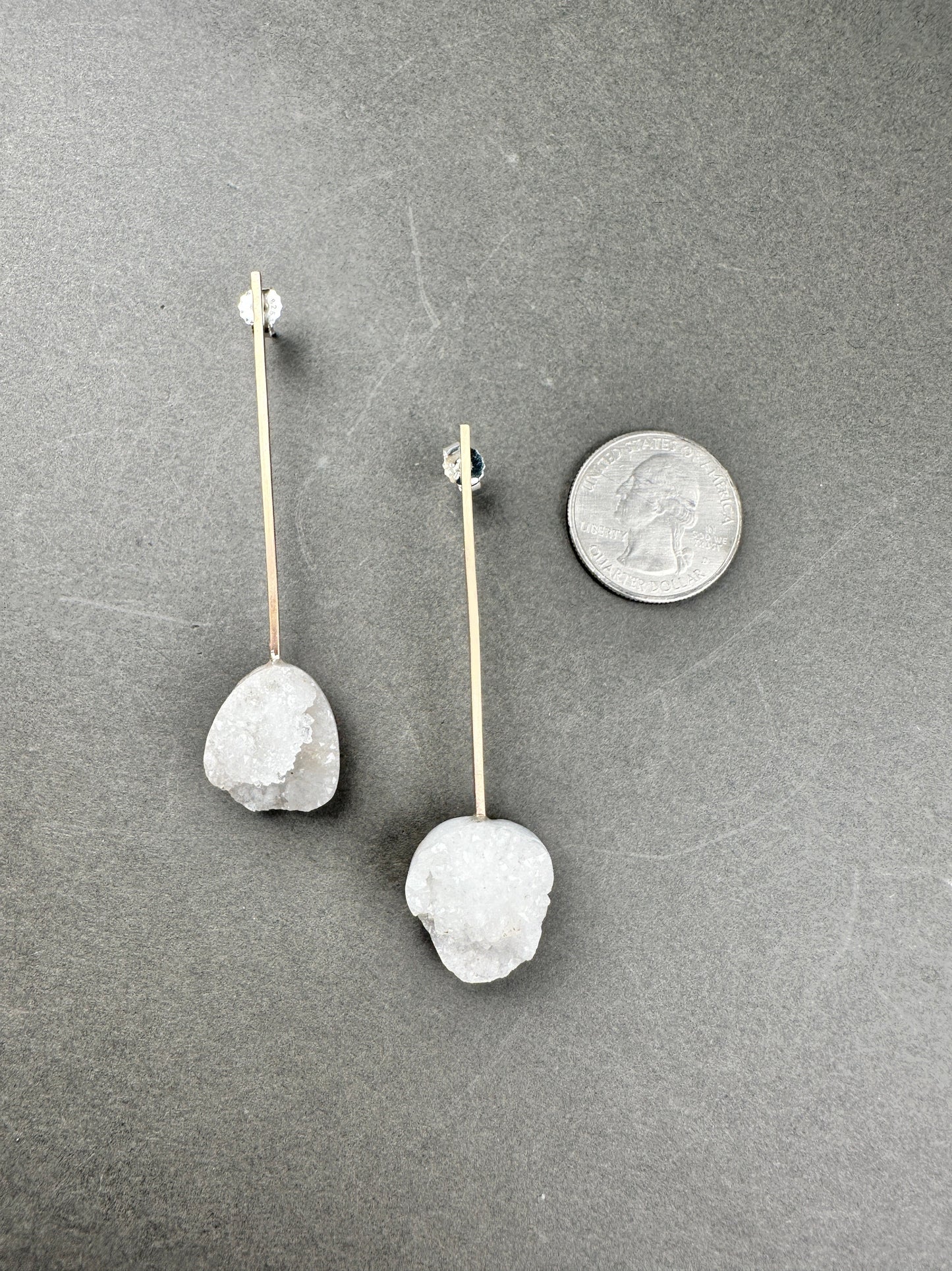 Druzy quartz pendulums