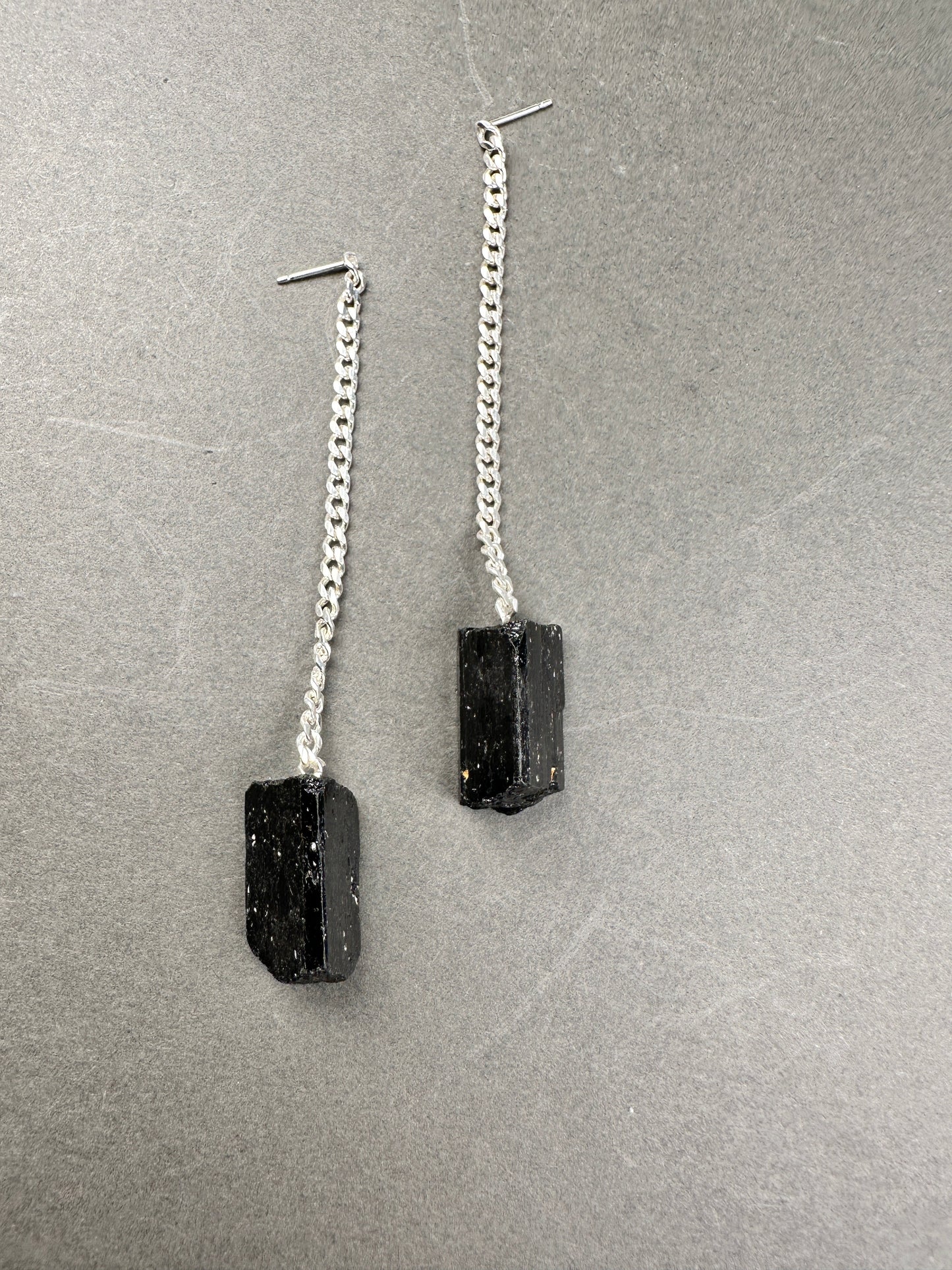 Raw black tourmaline shoulder duster