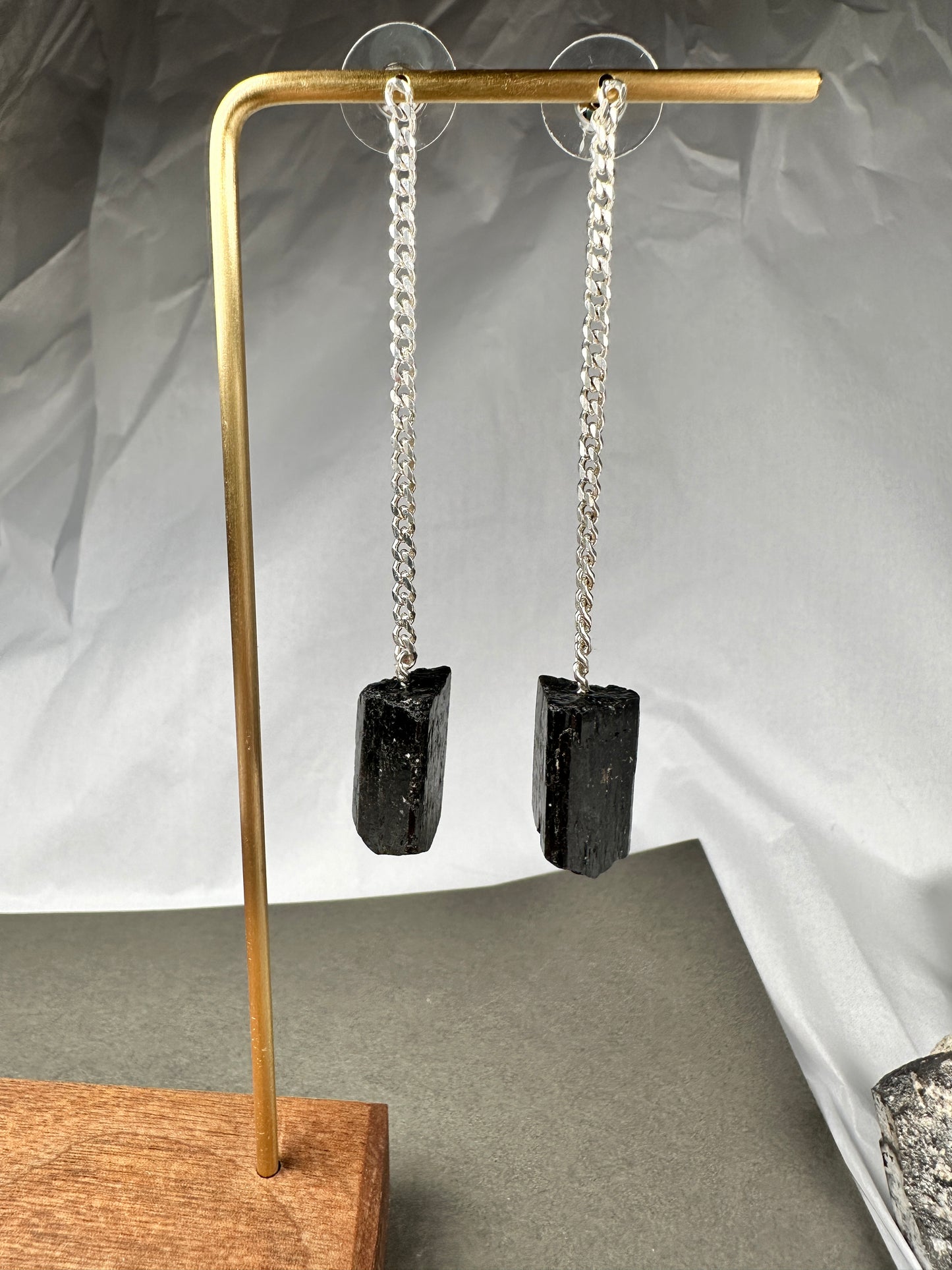 Raw black tourmaline shoulder duster