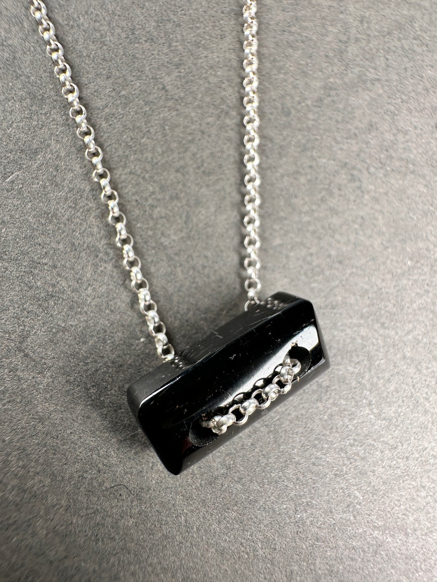 Black beryl tourmaline floating necklace