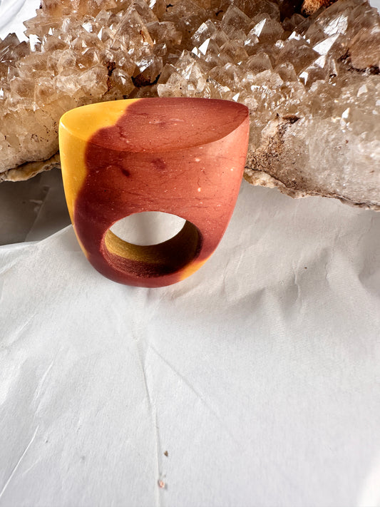 Mookaite Ring - red and yellow