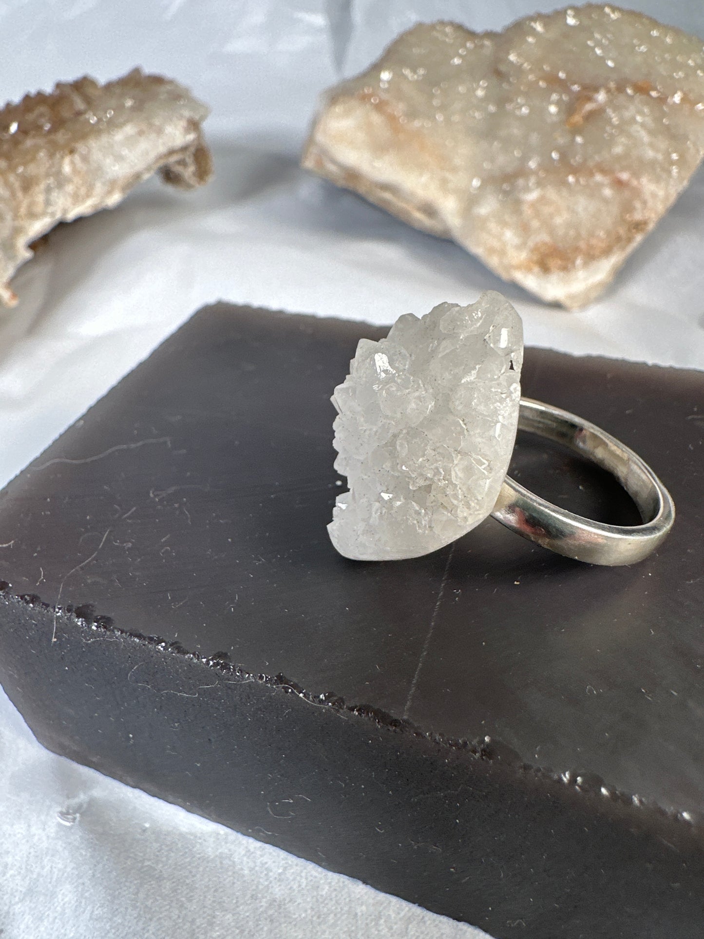 Druzy quartz ring