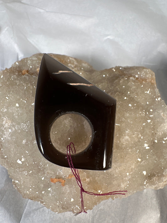 Obsidian point ring