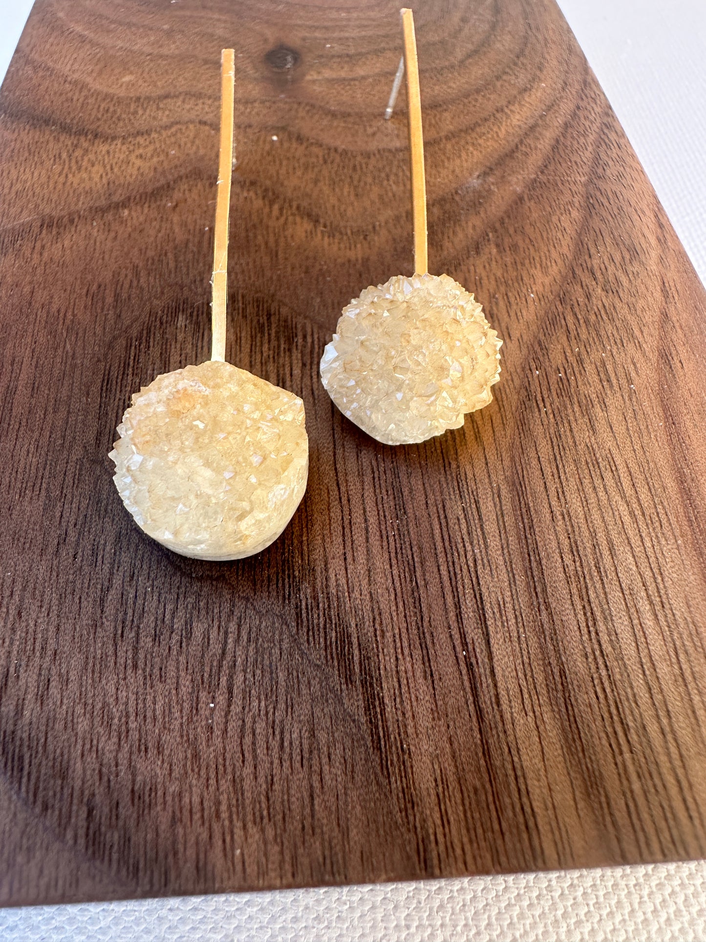 Druzy quarts drop studs