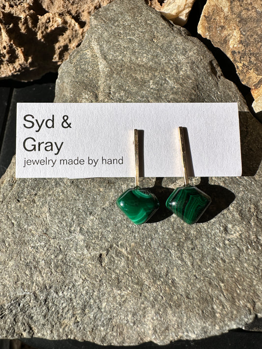 Malachite diamond mini bar stud