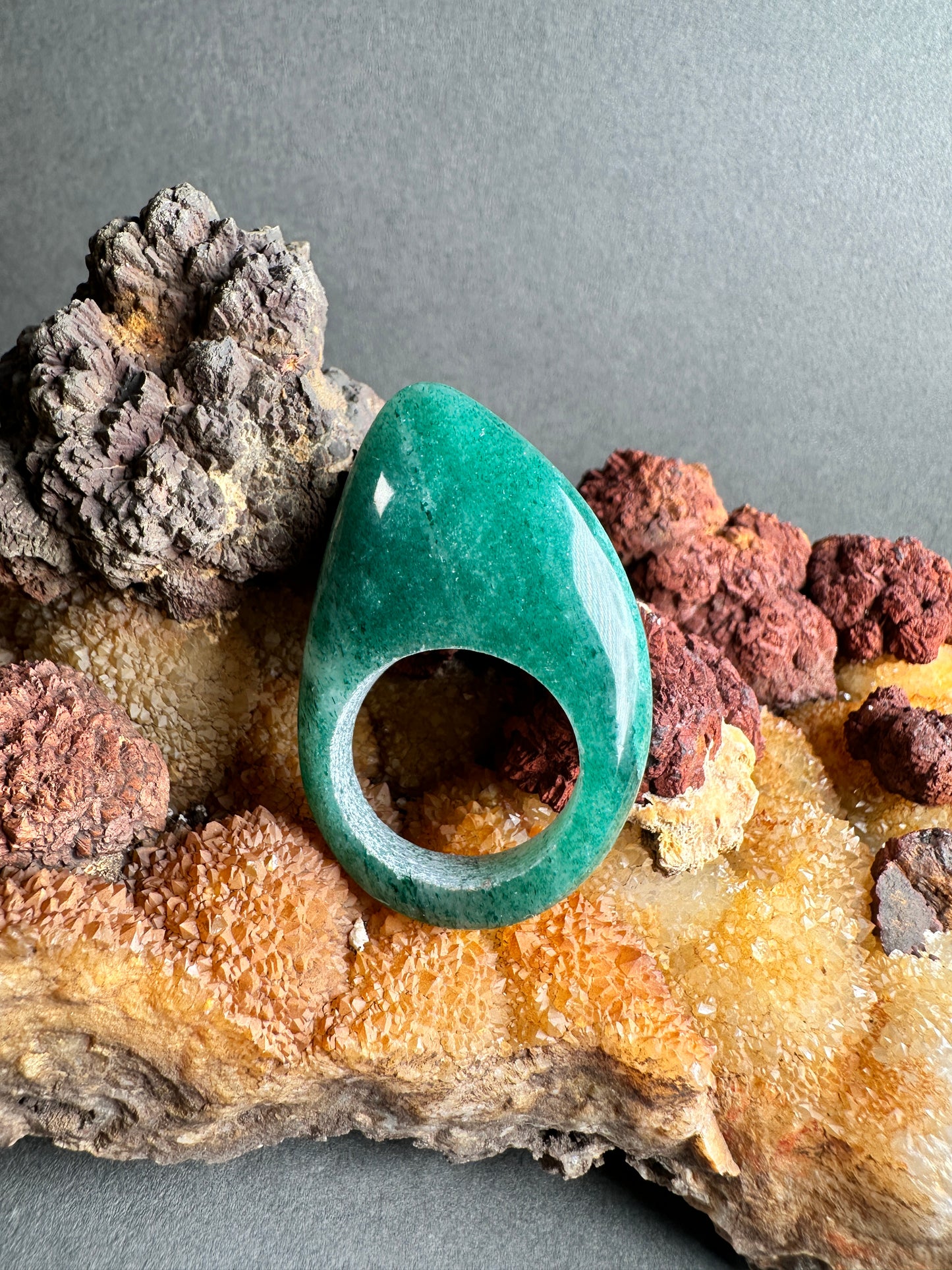 Green aventurine ring