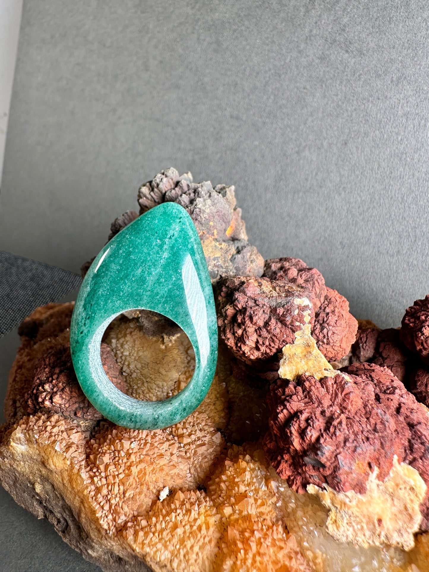Green aventurine ring