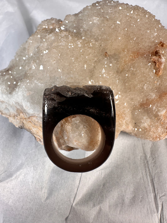 Obsidian rough top ring