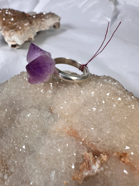 Amethyst cluster ring