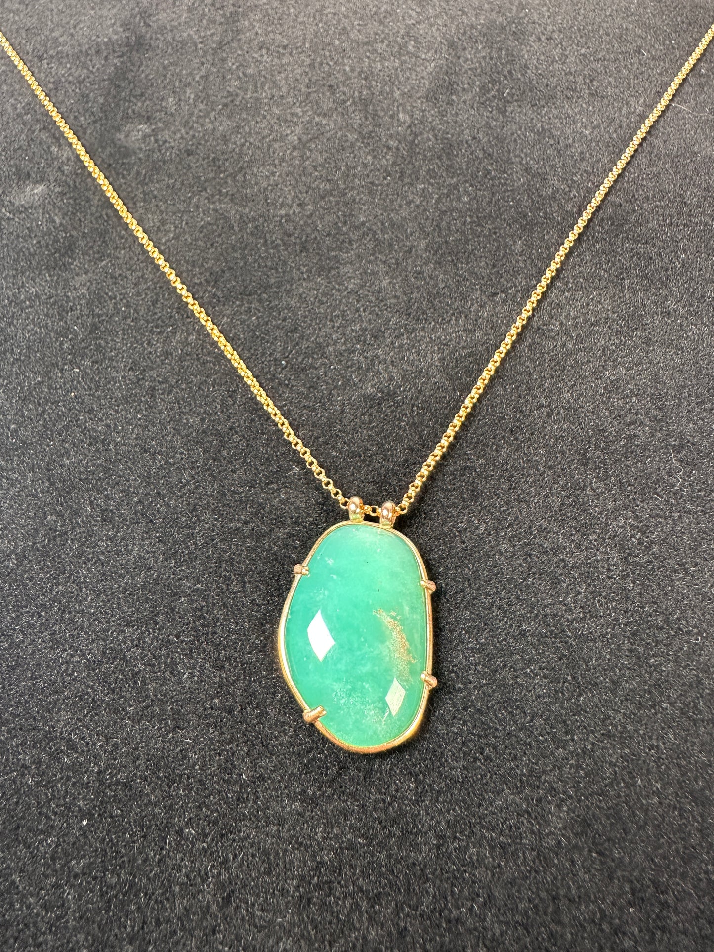 Chrysoprase double ring necklace