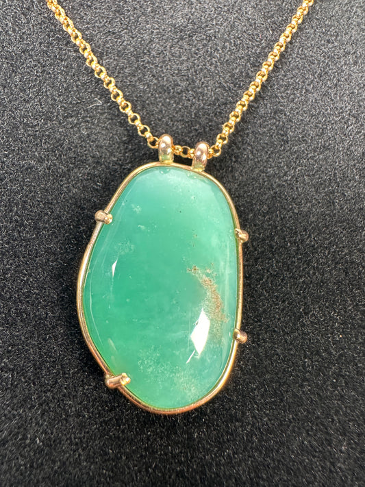 Chrysoprase double ring necklace