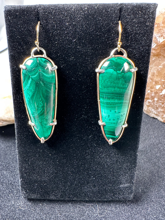 Malachite prong earrings