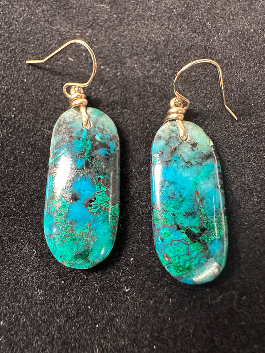 Chrysocolla & malachite earrings