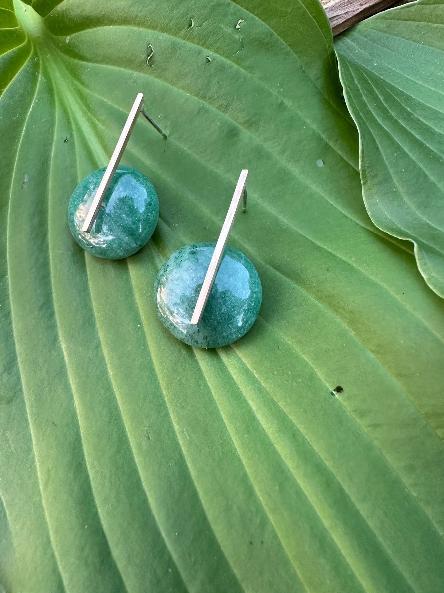 Green Aventurine - gold bar drops