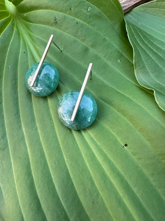 Green Aventurine - gold bar drops