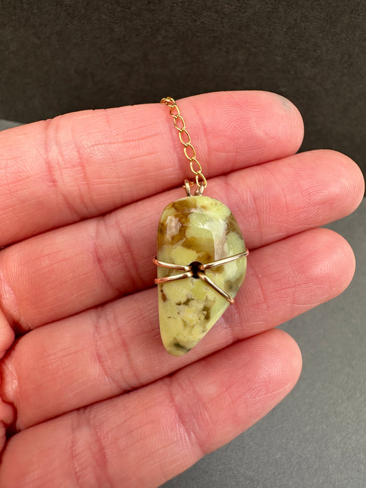 Green opal - inside out necklace