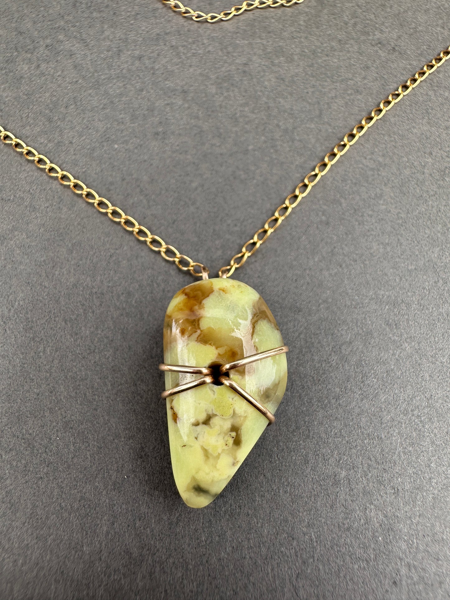 Green opal - inside out necklace