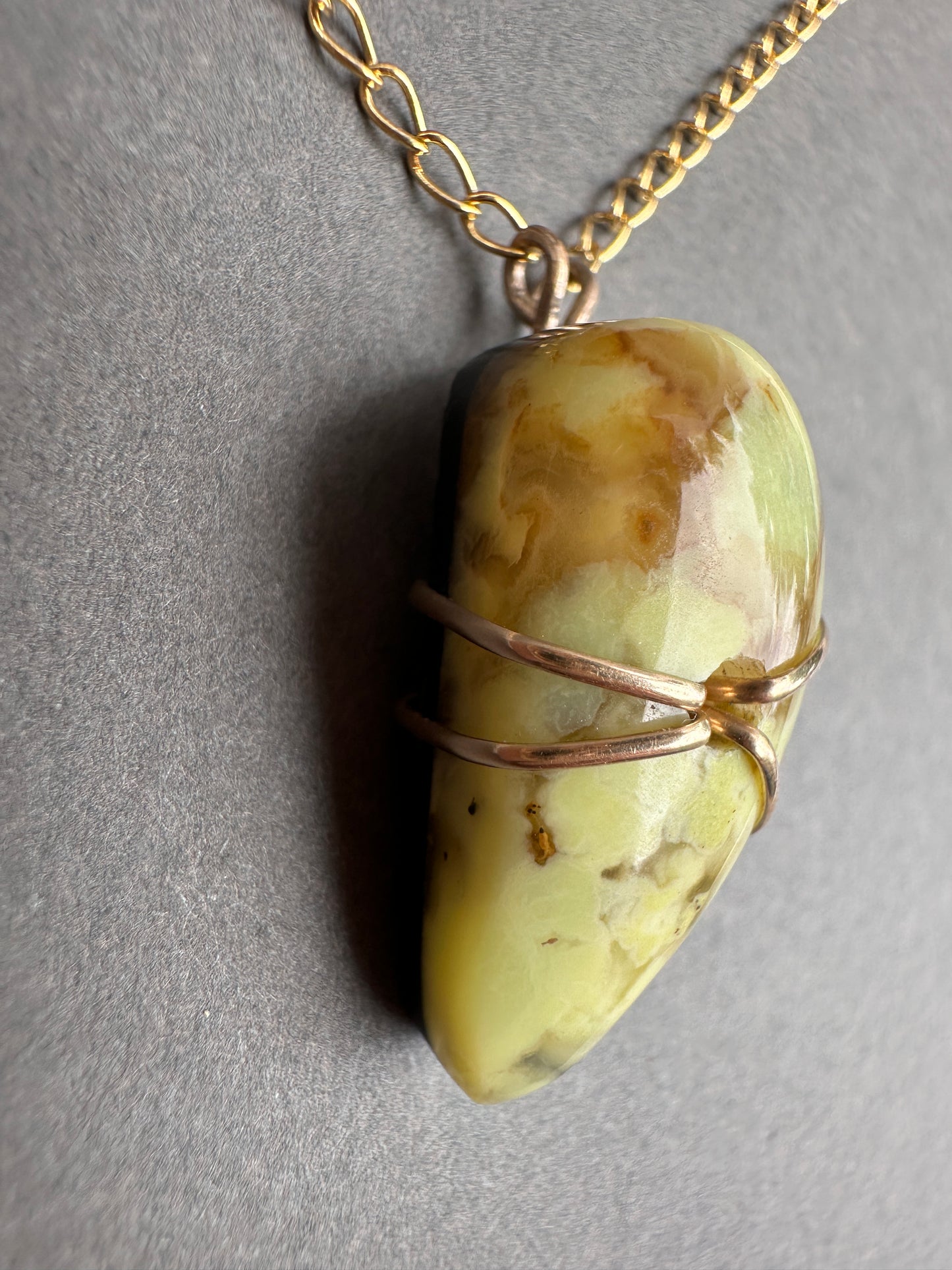 Green opal - inside out necklace