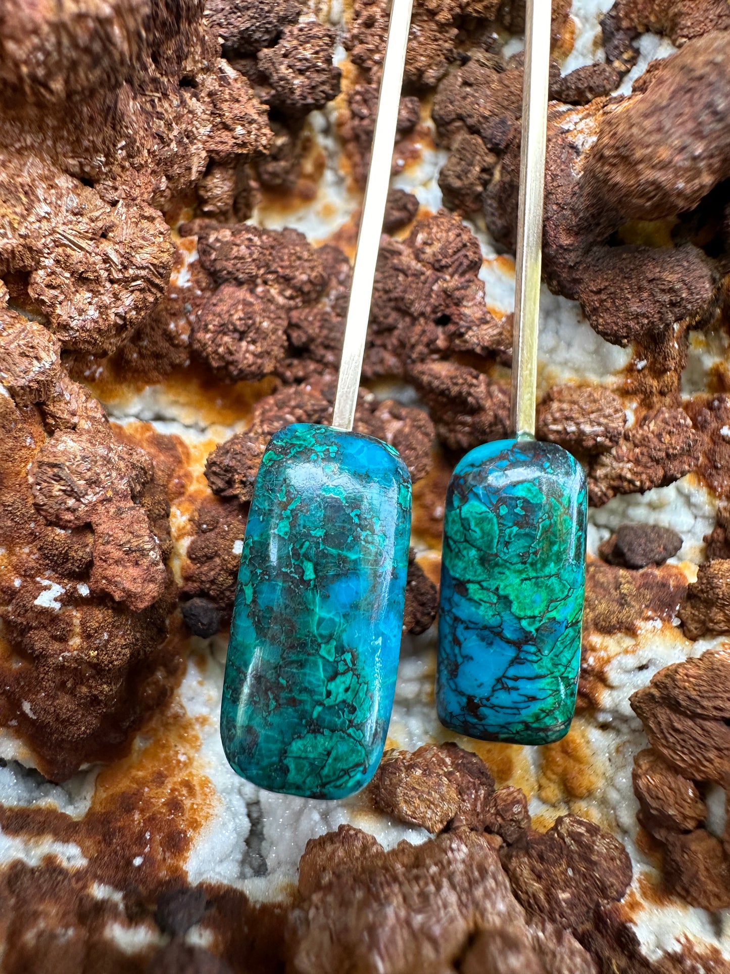 Malachite, chrysocolla and red cuprite - Rectangle'