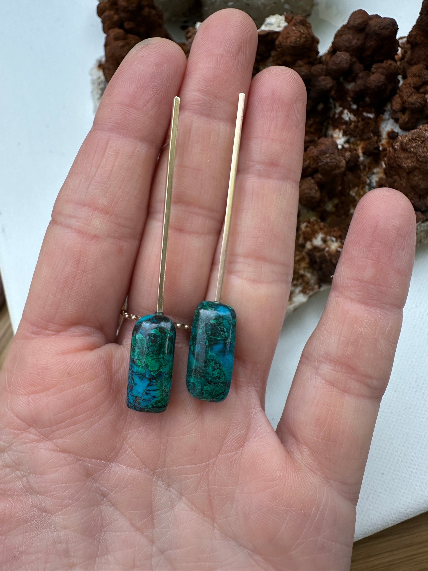 Malachite, chrysocolla and red cuprite - Rectangle'