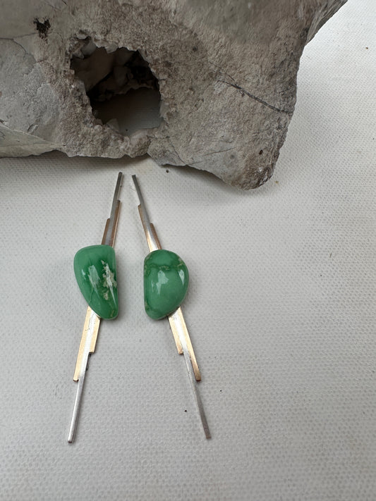 Variscite - mixed metal drop stud