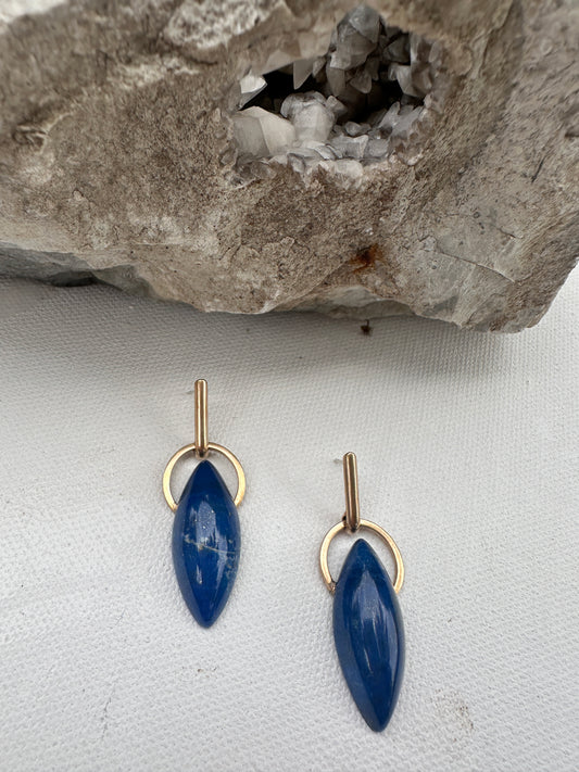 Lapis - halo drop stud