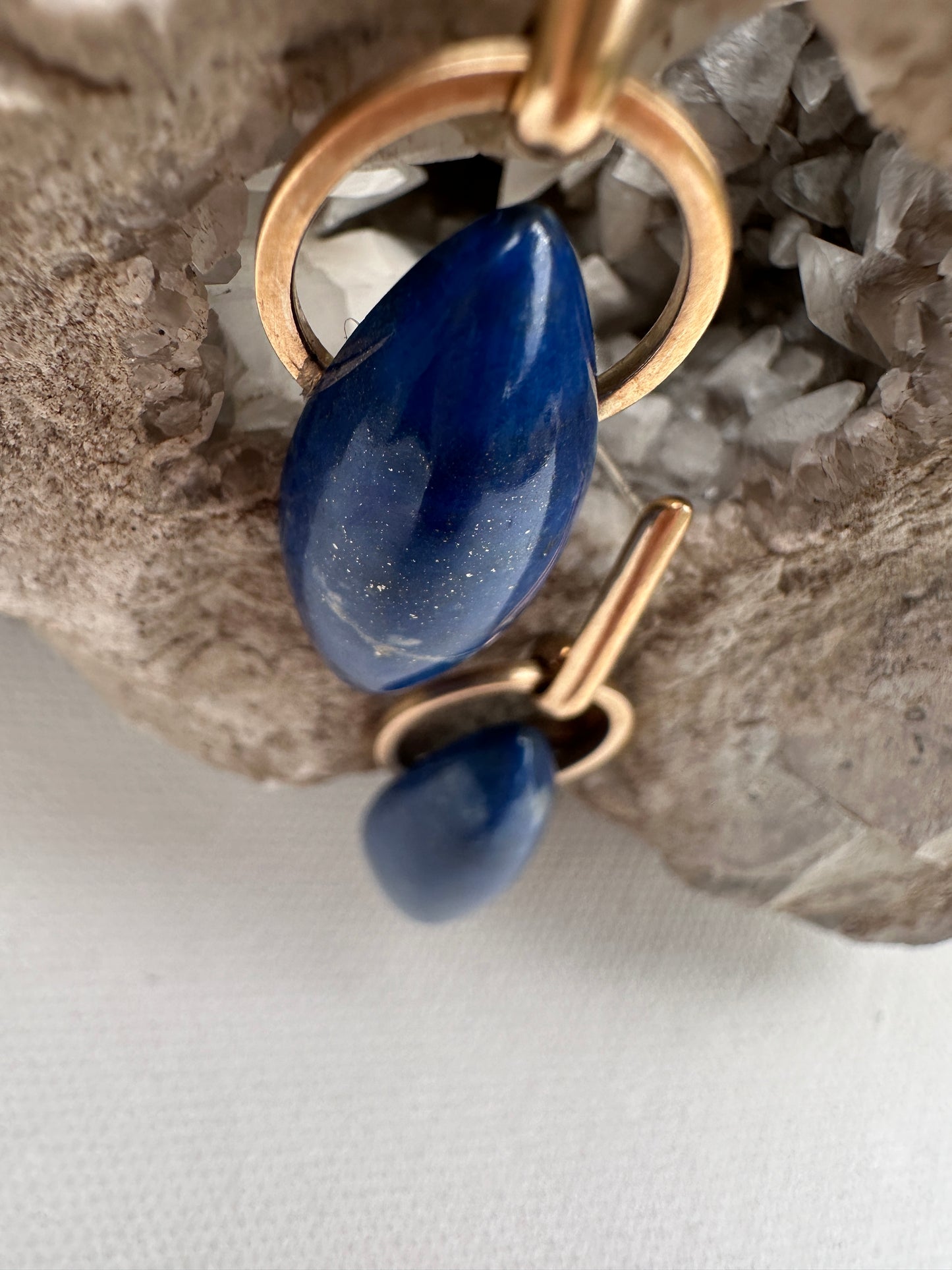 Lapis - halo drop stud